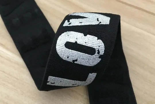 11/2 inch 38mm Wide Printed Love Letters Black Plush Comfortable Elastic -1 Yard