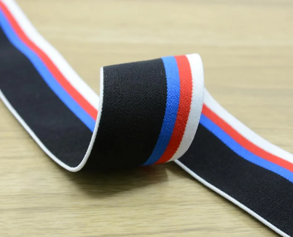 1.5 inch (40mm) Wide Colored Plush Four Colors Striped Elastic Band, Soft Waistband Elastic, Elastic Trim, Elastic Ribbon, Sewing Elastic