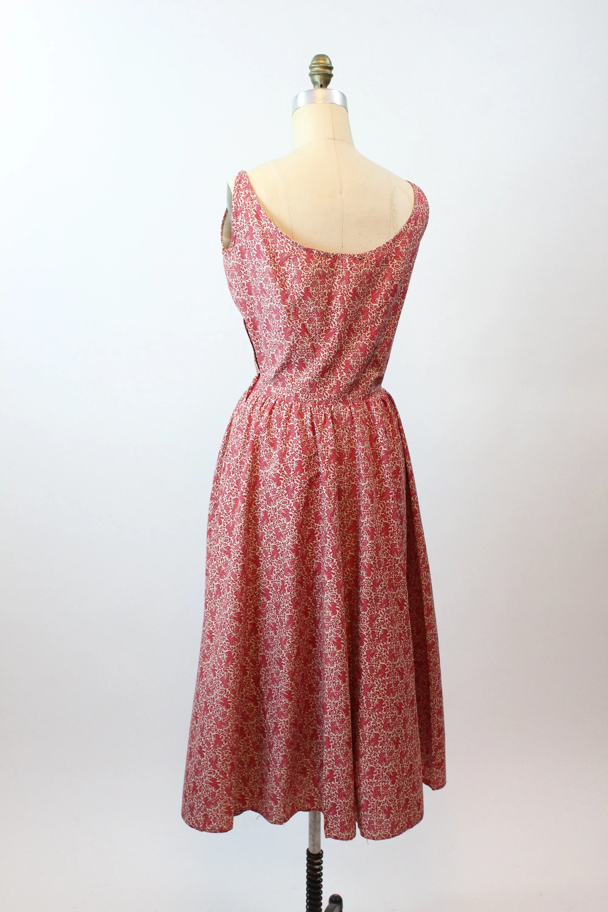 1950s BIRD novelty print PEASANT dress small | new spring summer