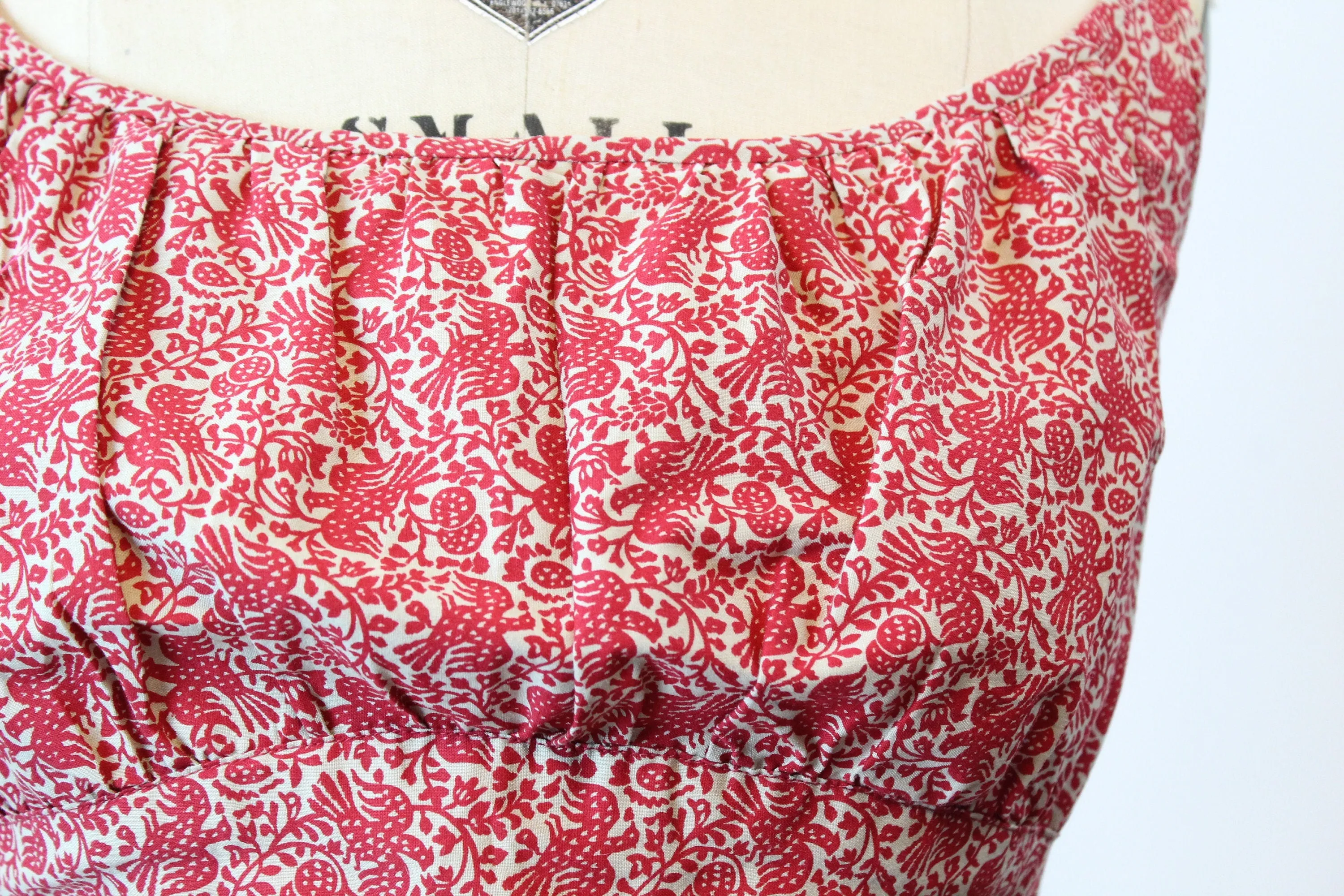 1950s BIRD novelty print PEASANT dress small | new spring summer