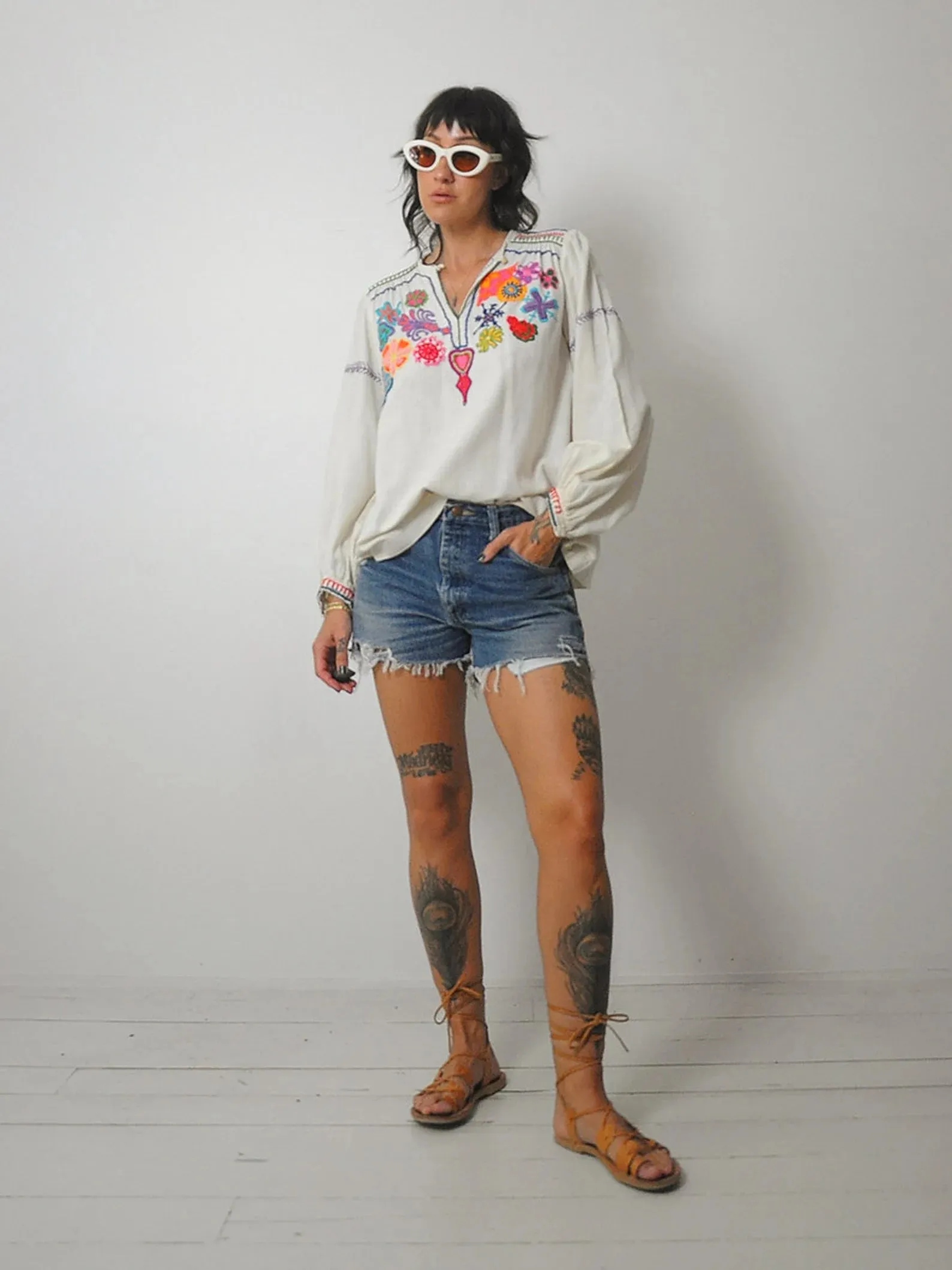 1970's Gemma Floral Embroidered Tunic