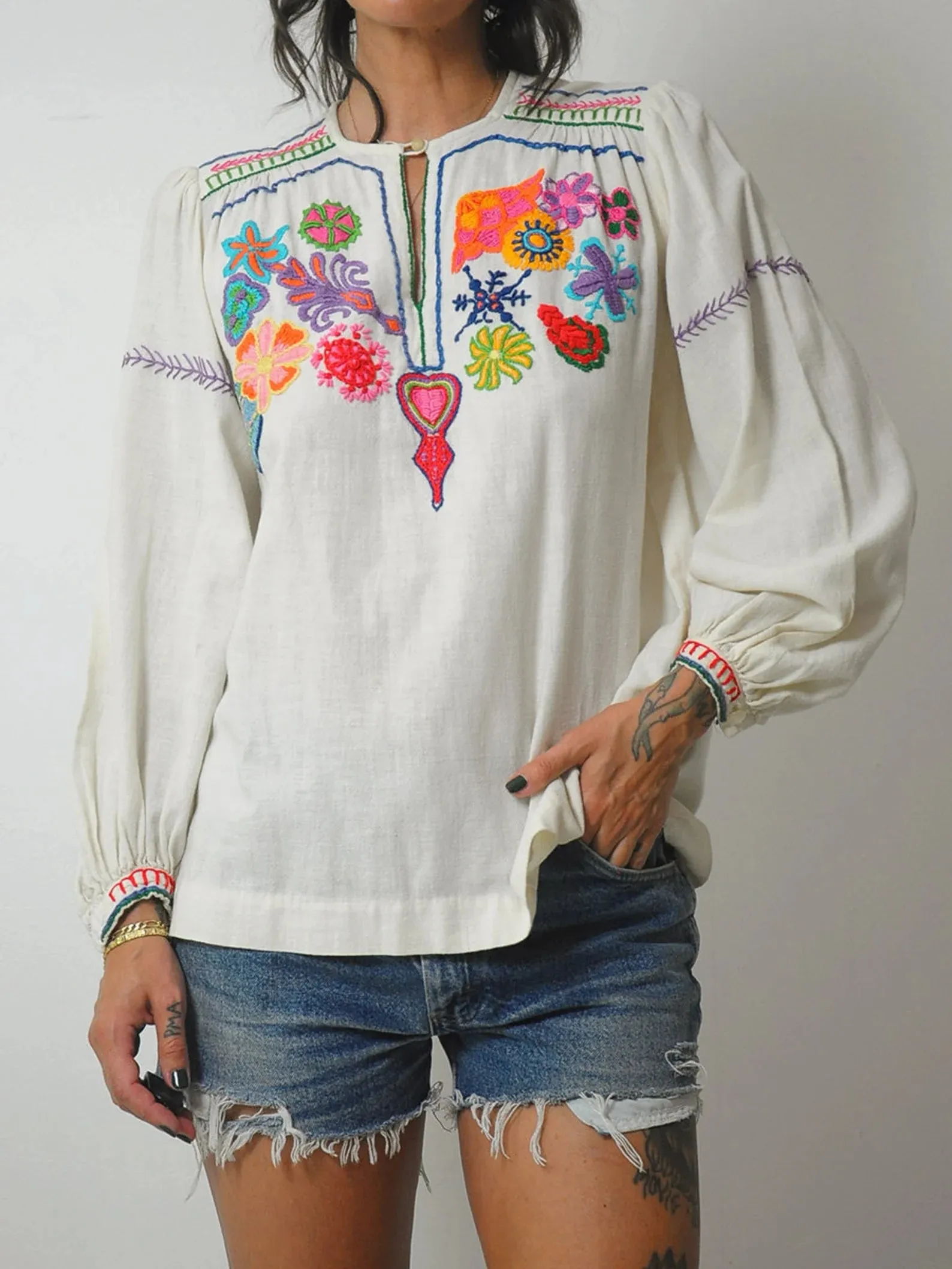 1970's Gemma Floral Embroidered Tunic