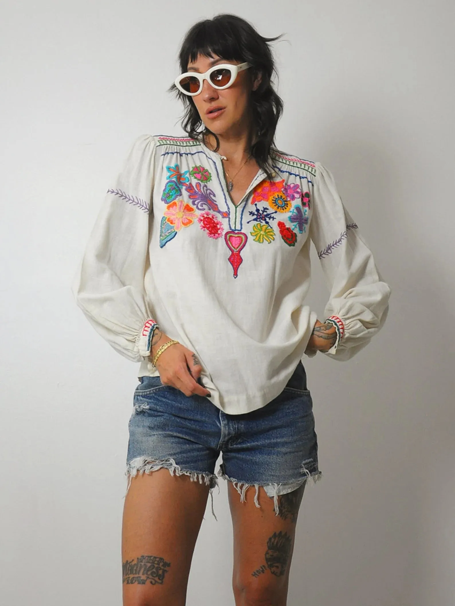 1970's Gemma Floral Embroidered Tunic
