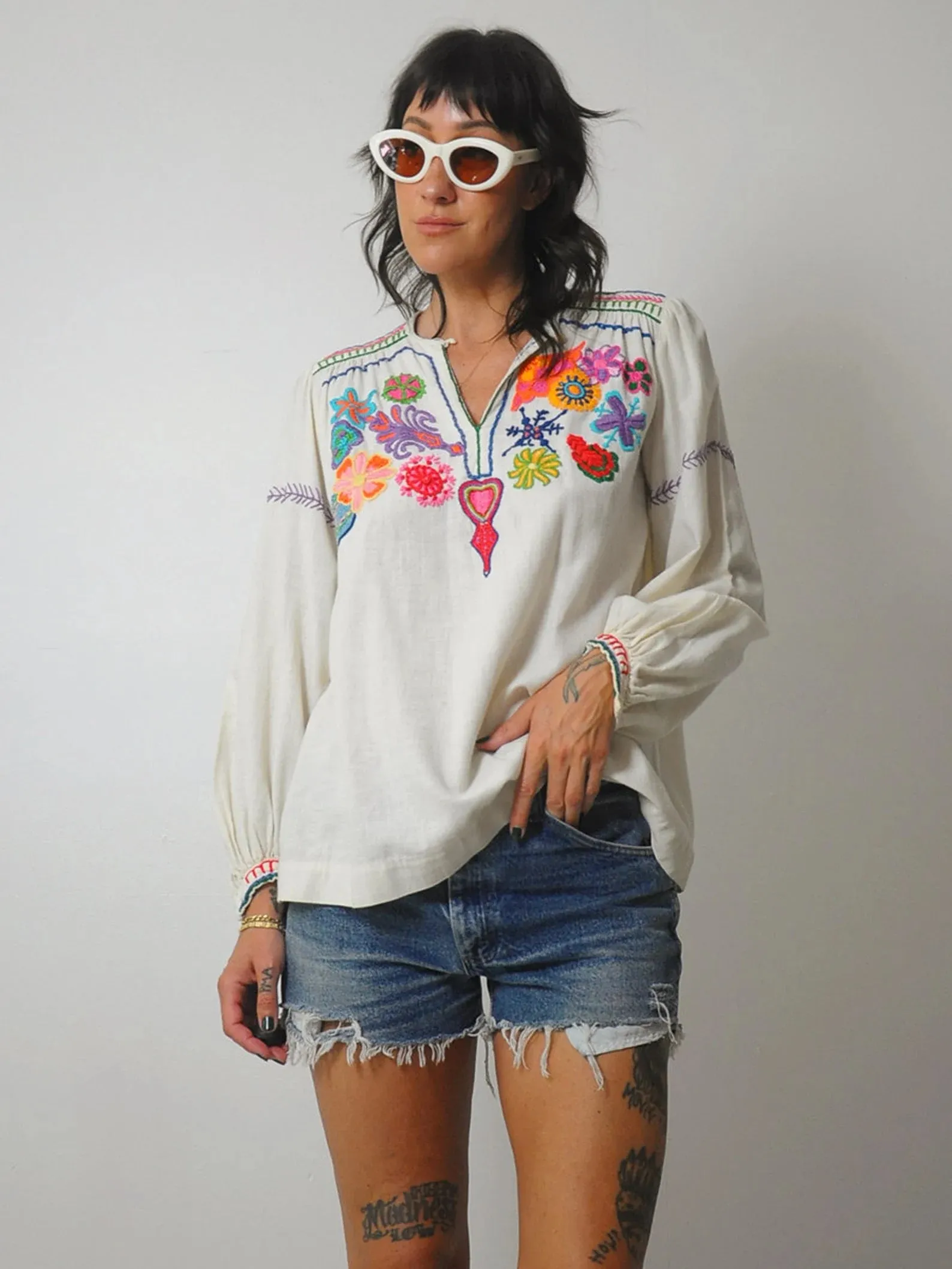 1970's Gemma Floral Embroidered Tunic
