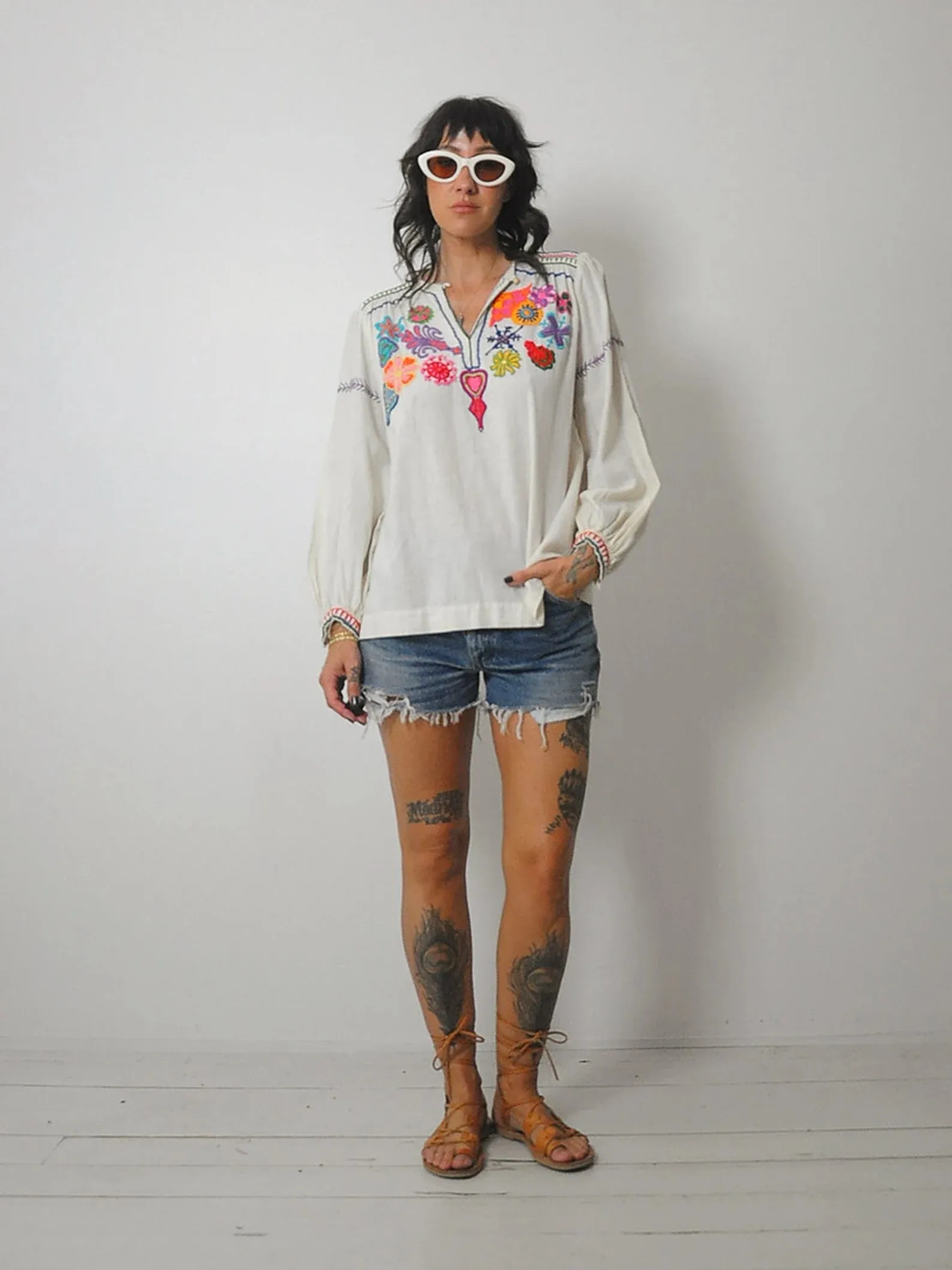 1970's Gemma Floral Embroidered Tunic