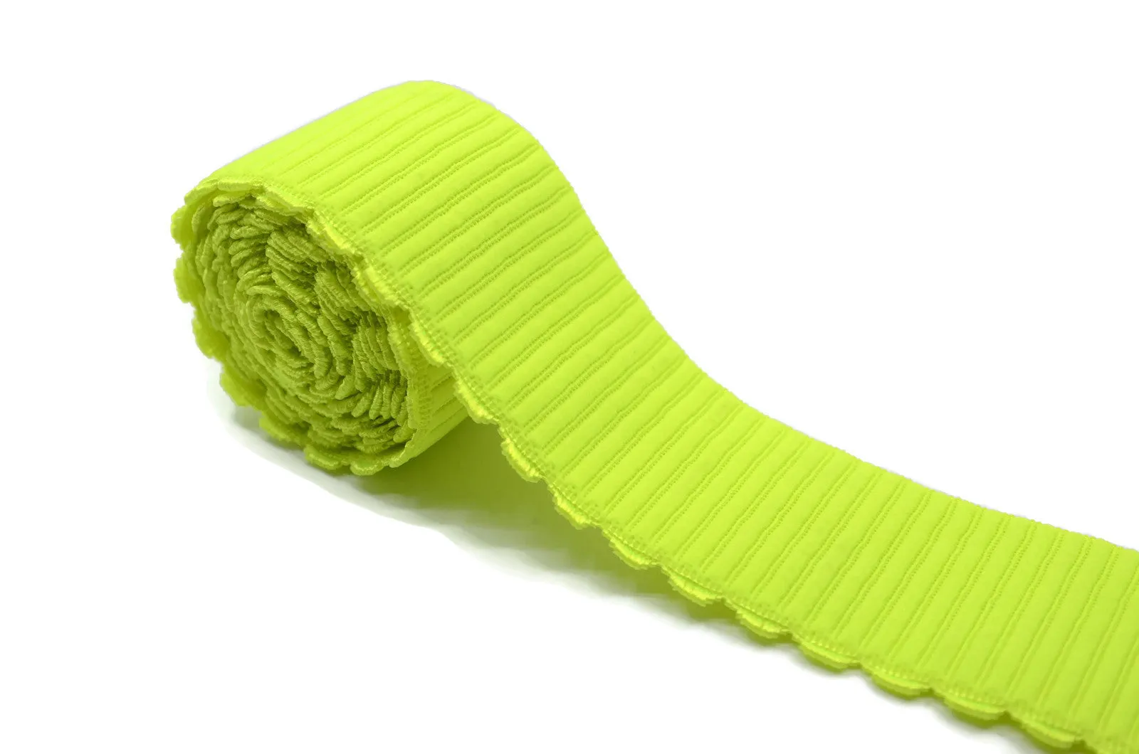 2 inch ( 50mm ) Wide Colored Comfortable Plush Elastic Band with Wavy Edge - 1 Yard