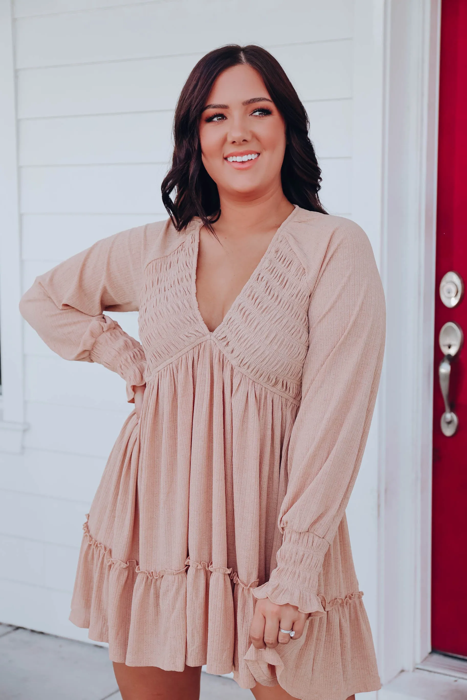 Alyssa Deep V Baby Doll Dress