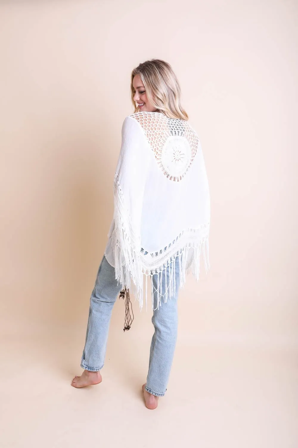 Ariadna Crochet Net Tassel Accent Duster