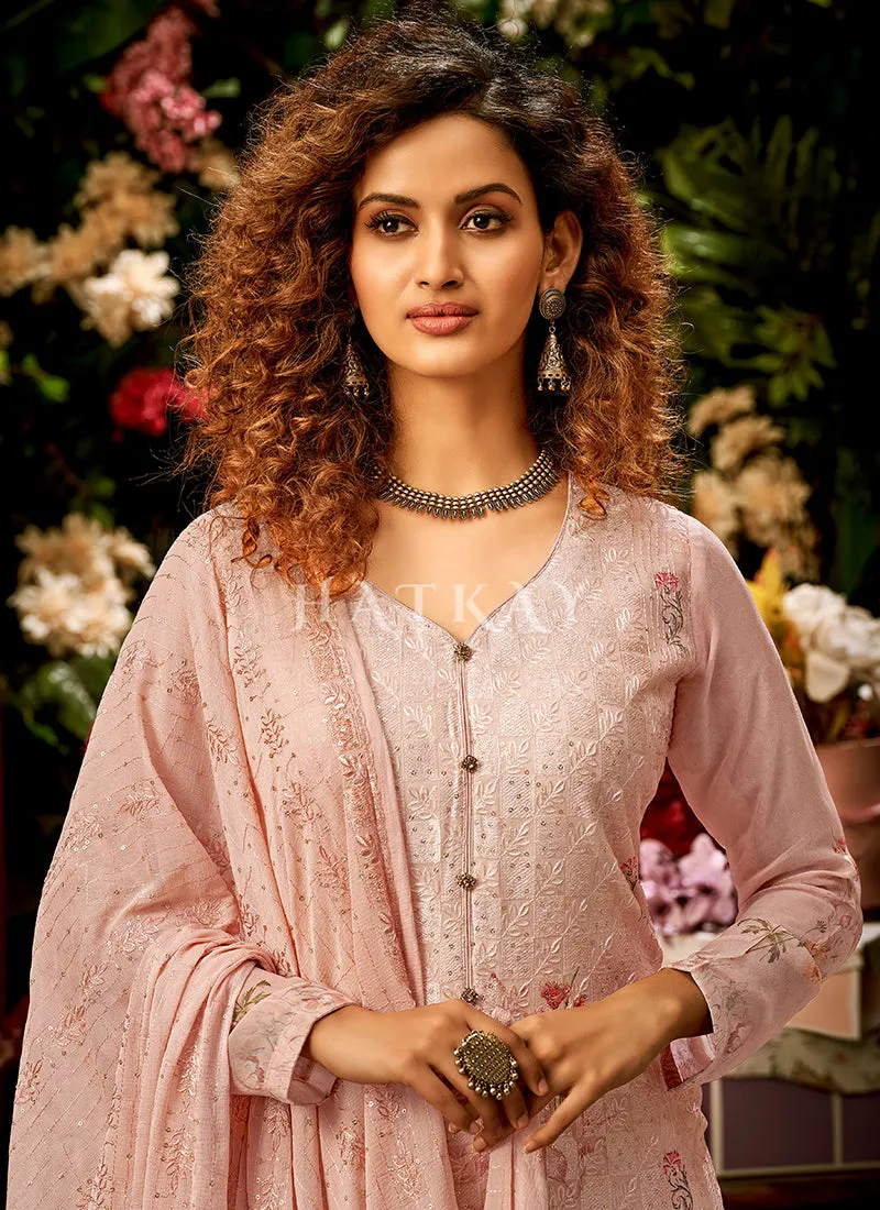 Baby Pink Embroidered Traditional Salwar Kameez Suit