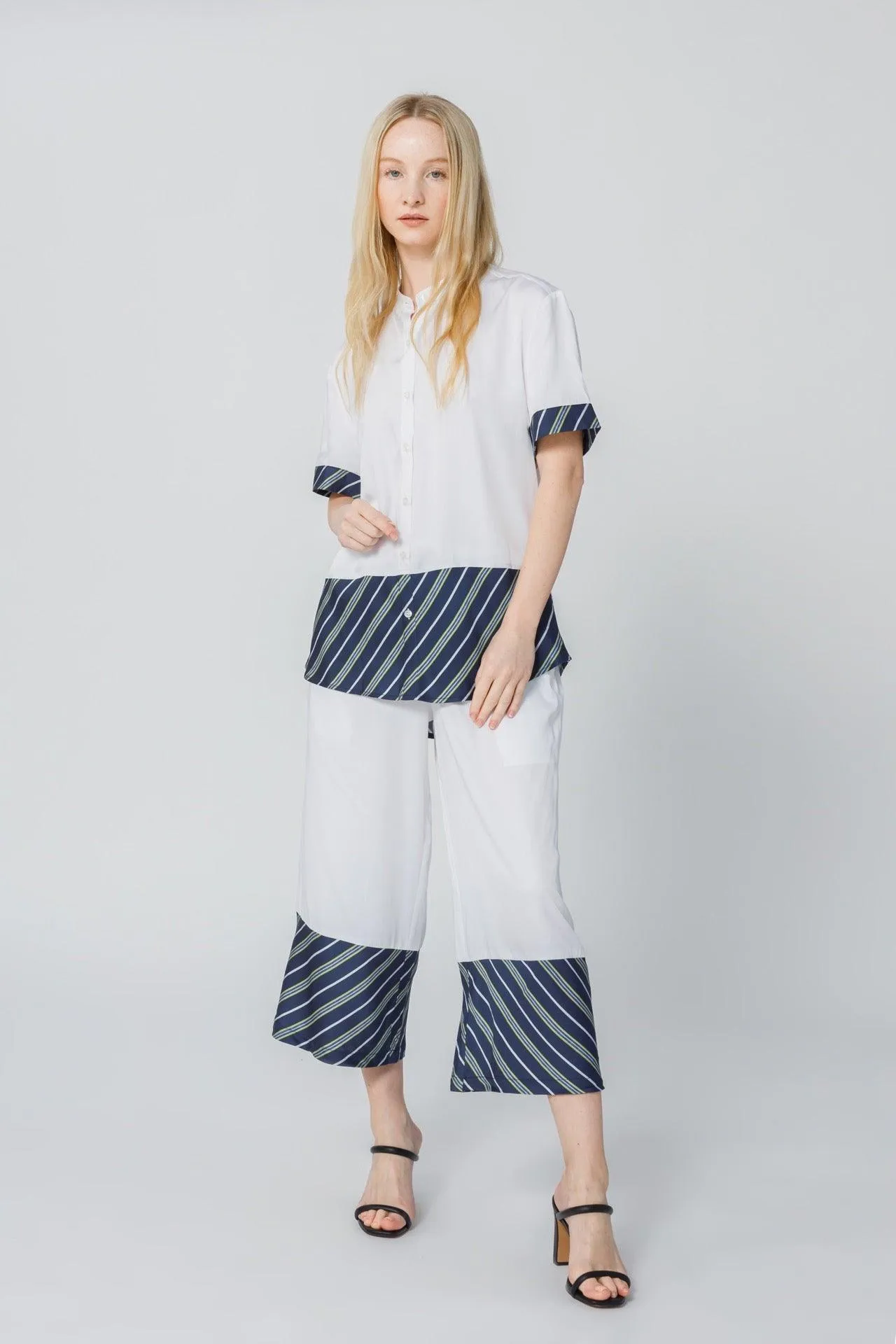 Bamboo Stripe Inset Cropped Pajama Pants