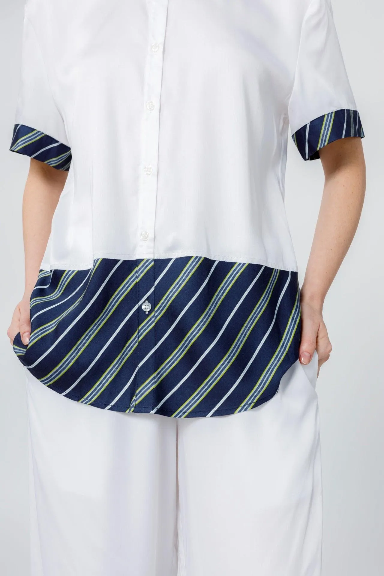 Bamboo Stripe Inset Cropped Pajama Pants