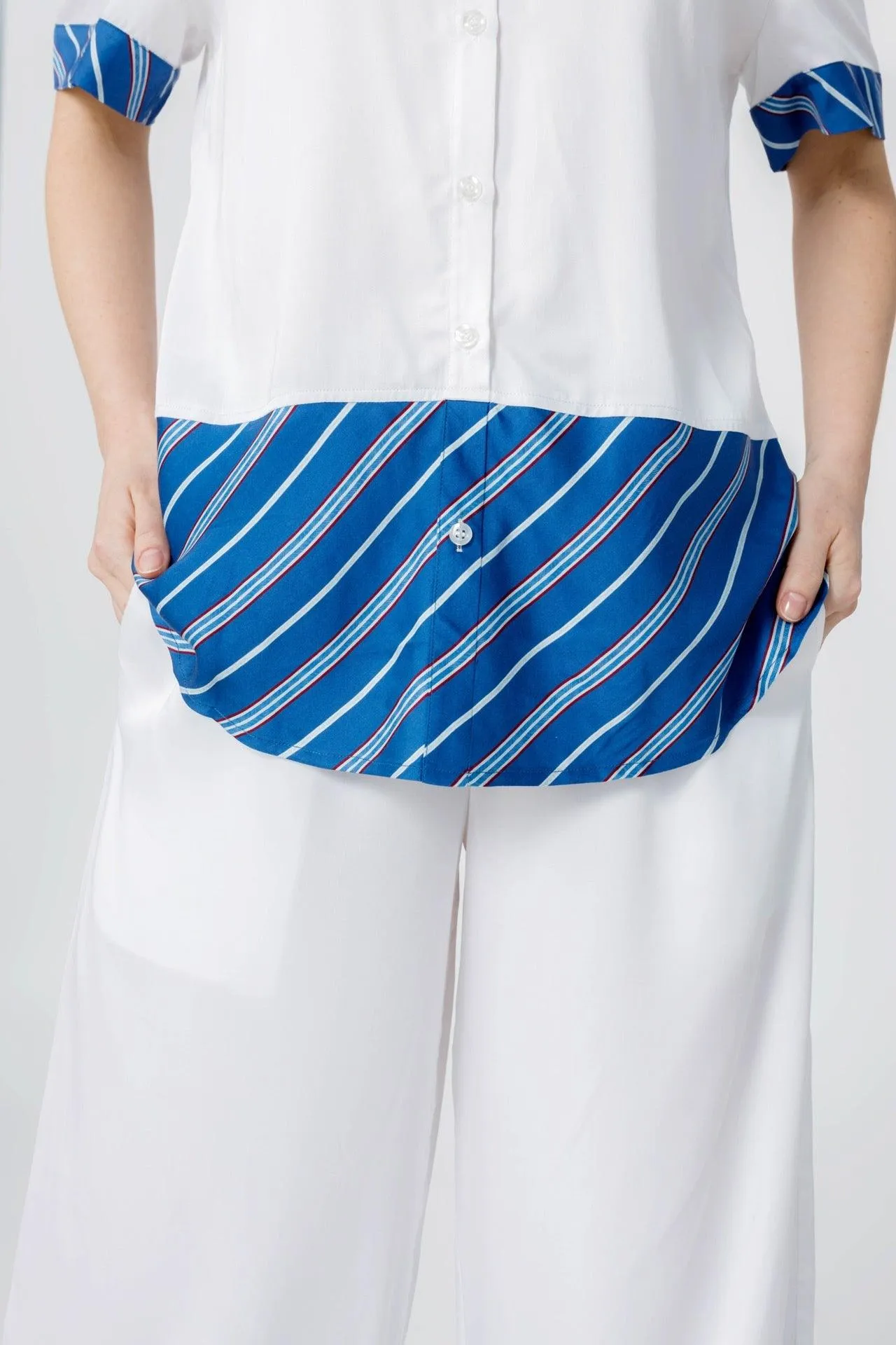 Bamboo Stripe Inset Cropped Pajama Pants