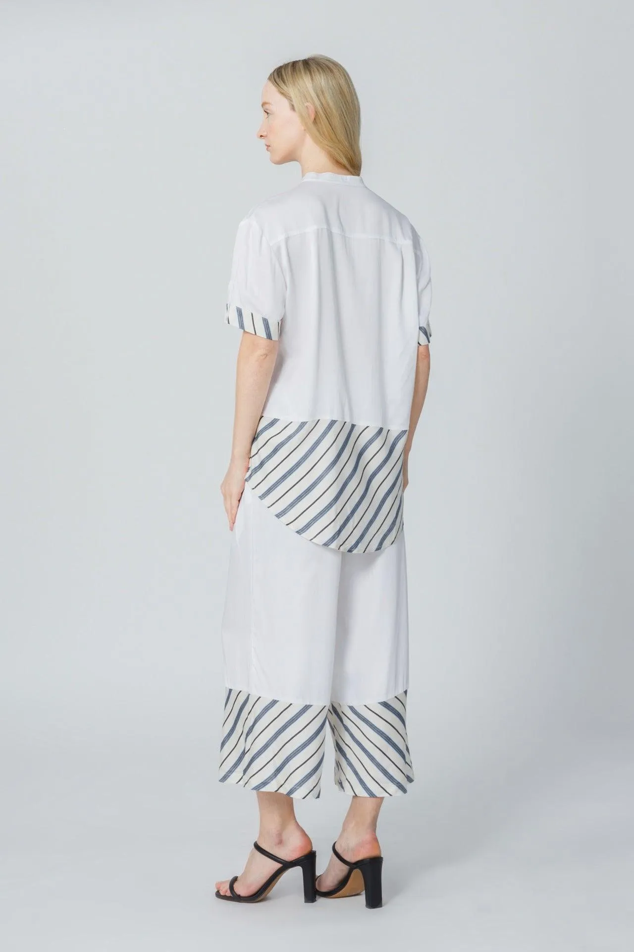 Bamboo Stripe Inset Cropped Pajama Pants