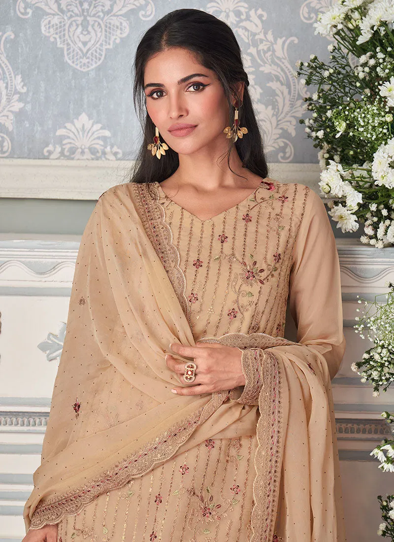 Beige Embroidery Salwar Kameez Suit