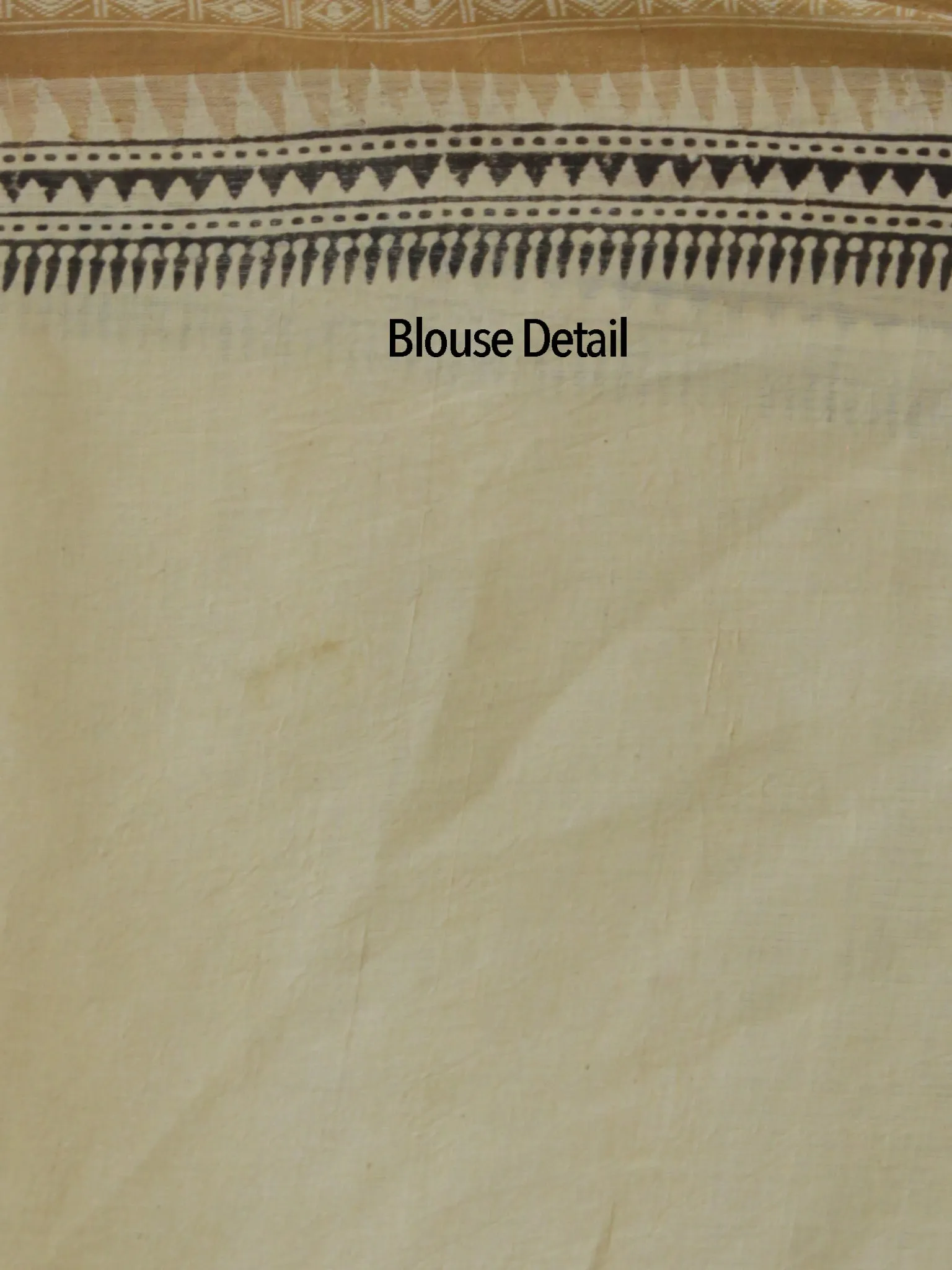 Beige Mustard Black Handloom Cotton Hand Block Printed Saree in Natural Dyes - S031702479