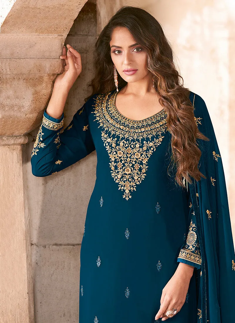 Blue Georgette Salwar kameez