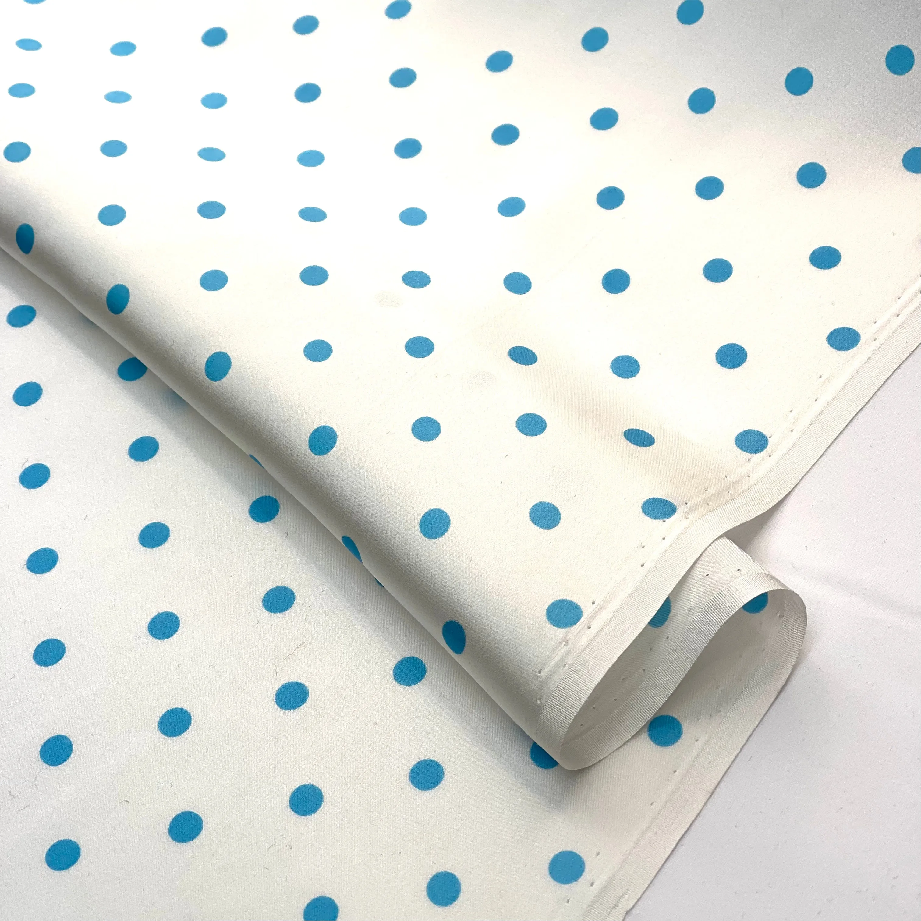 Blue Polka Dots Silk Satin