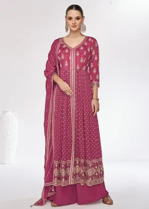 Chinnon Premium Pink Embroidered Palazzo Salwar Suit