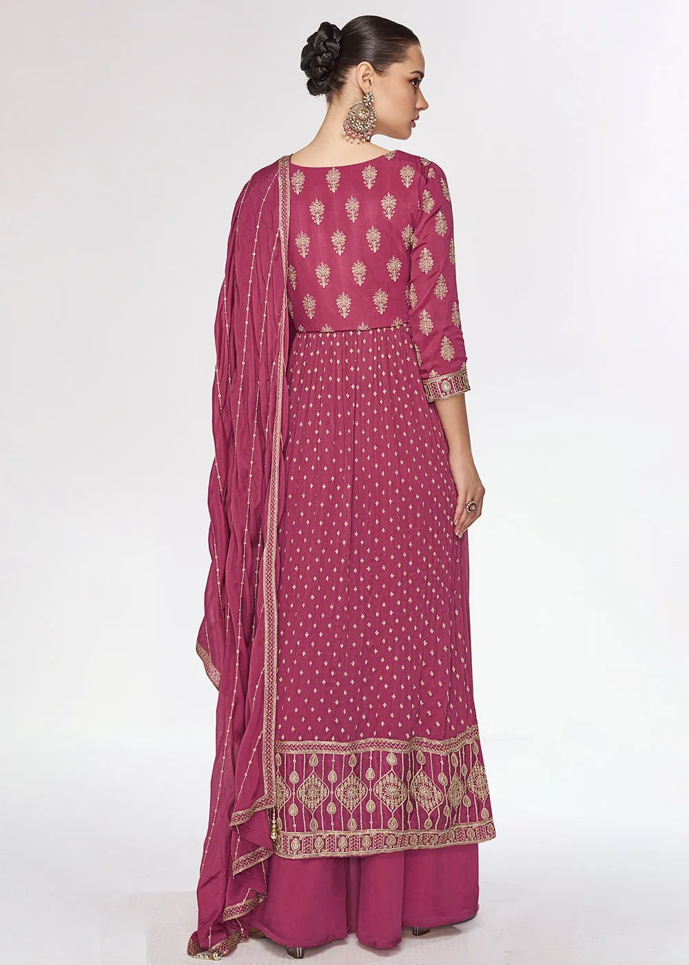 Chinnon Premium Pink Embroidered Palazzo Salwar Suit
