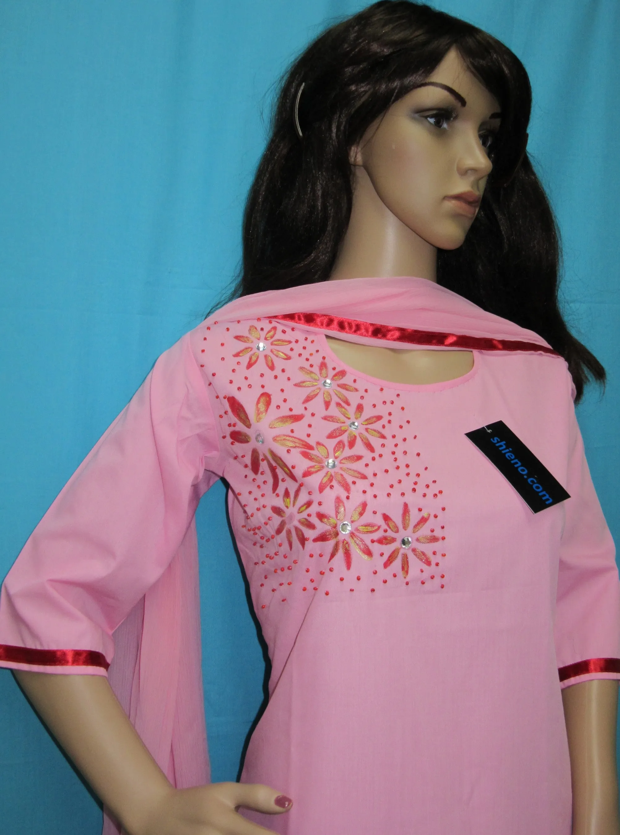 Churidar 7803 Pink Red Traditional Indian 3 Piece Suit