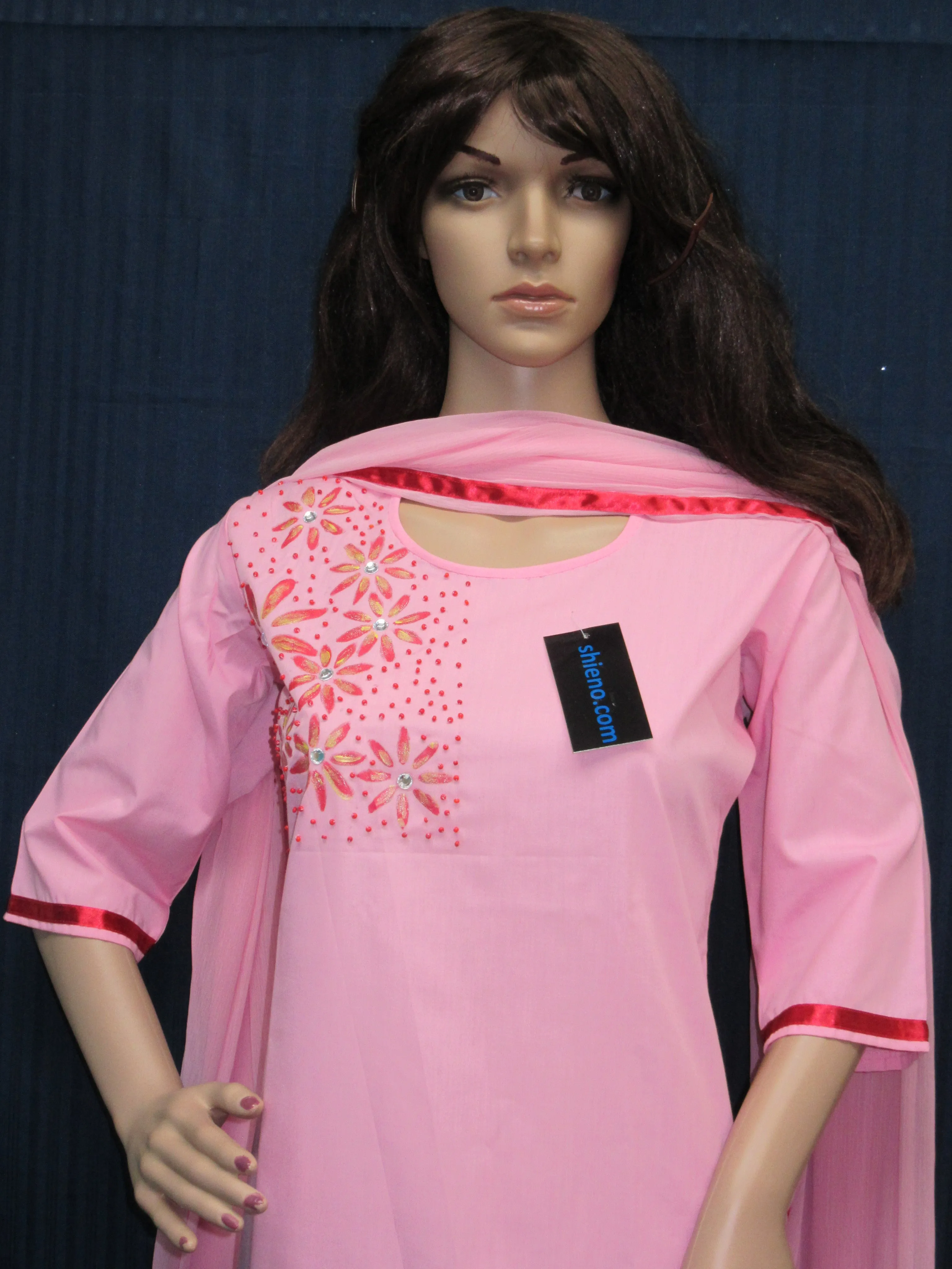 Churidar 7803 Pink Red Traditional Indian 3 Piece Suit