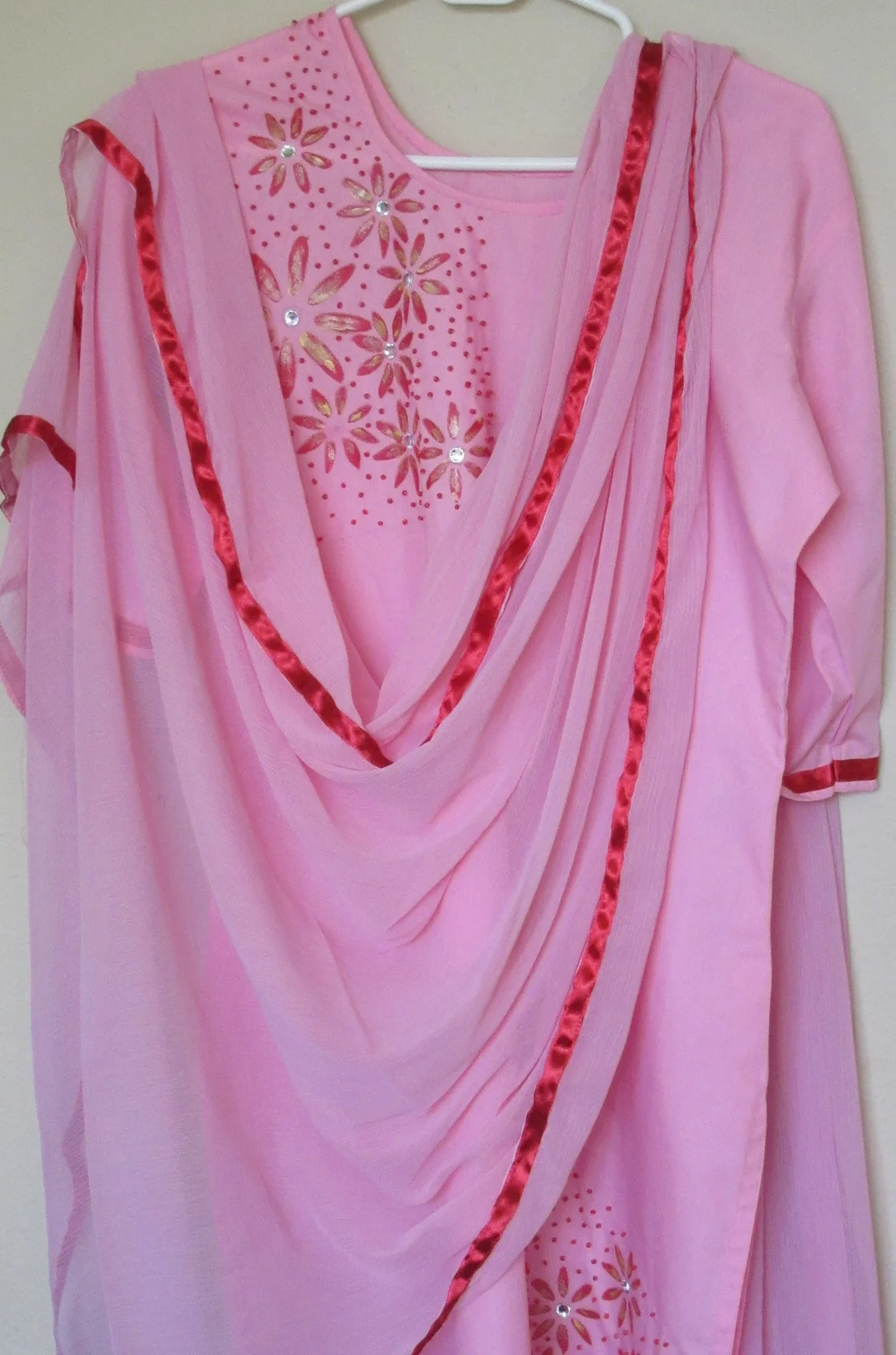 Churidar 7803 Pink Red Traditional Indian 3 Piece Suit