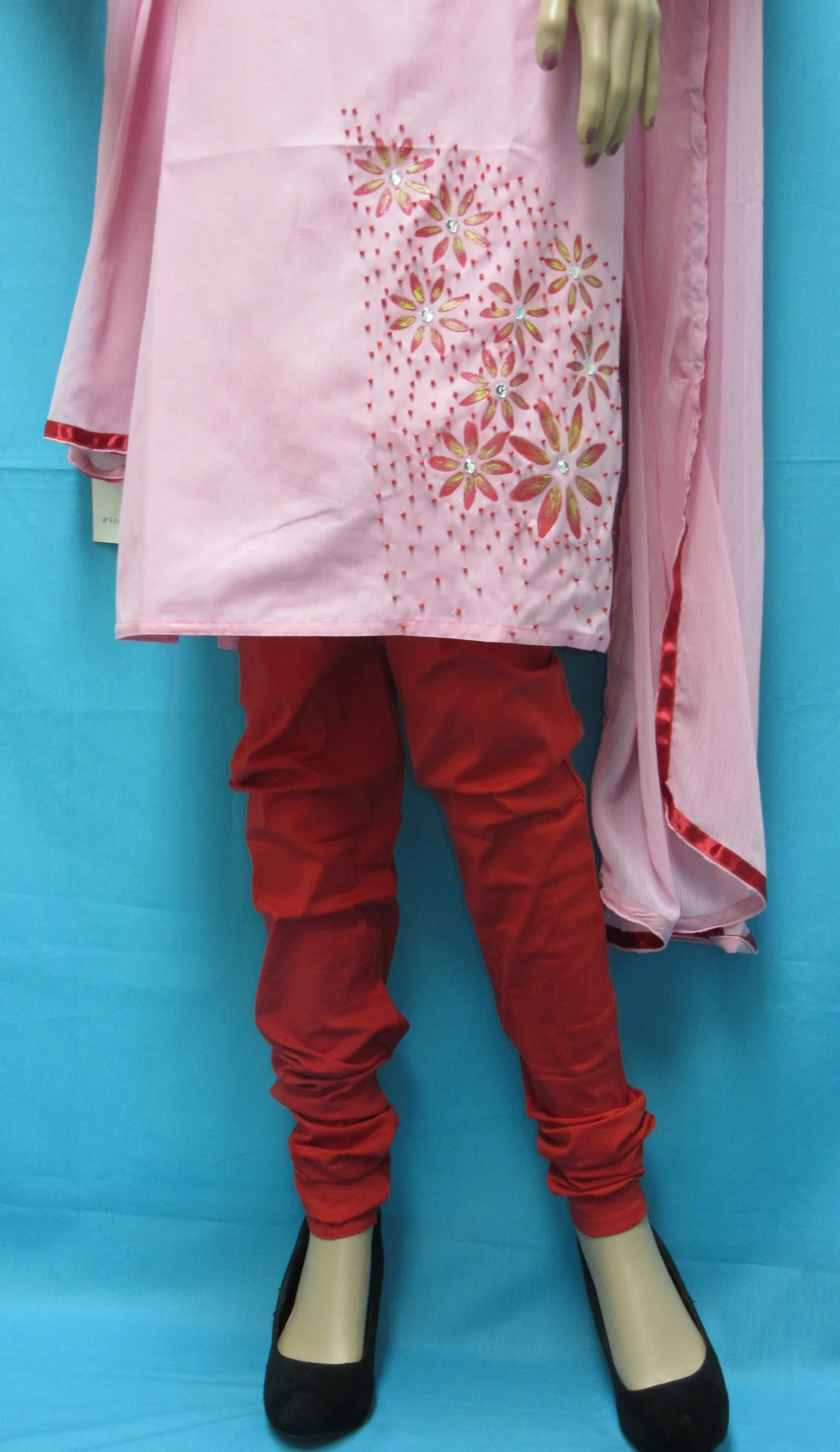Churidar 7803 Pink Red Traditional Indian 3 Piece Suit