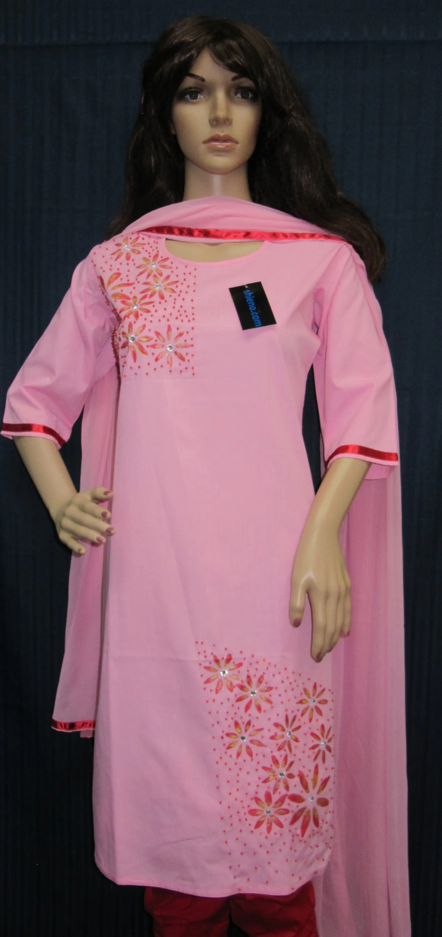Churidar 7803 Pink Red Traditional Indian 3 Piece Suit