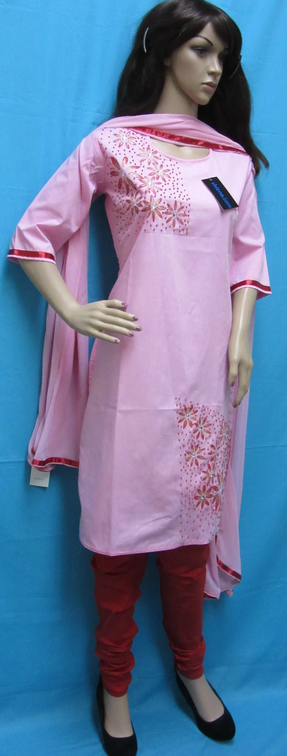 Churidar 7803 Pink Red Traditional Indian 3 Piece Suit