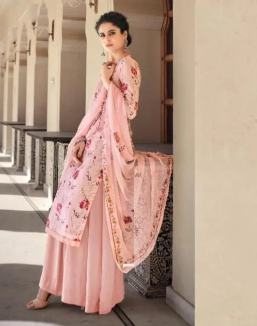 Cotton Silk Floral Printed Pink Women Salwar Suits Dress material