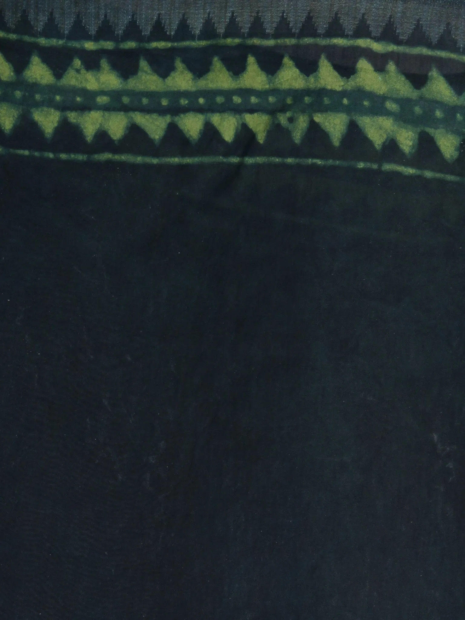 Dark Green Hand Block Printed in Natural Colors Chanderi Saree With Geecha Border - S03170967