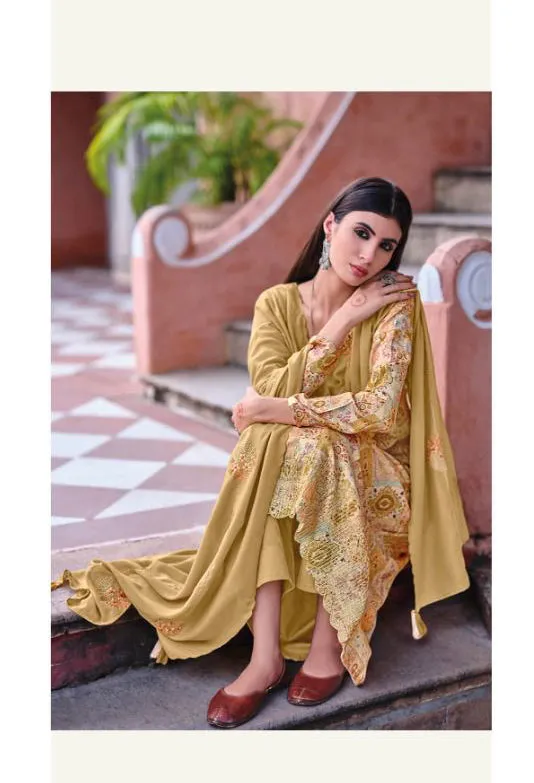 Designer Brown Unstitched Jam Cotton Salwar Suits Material