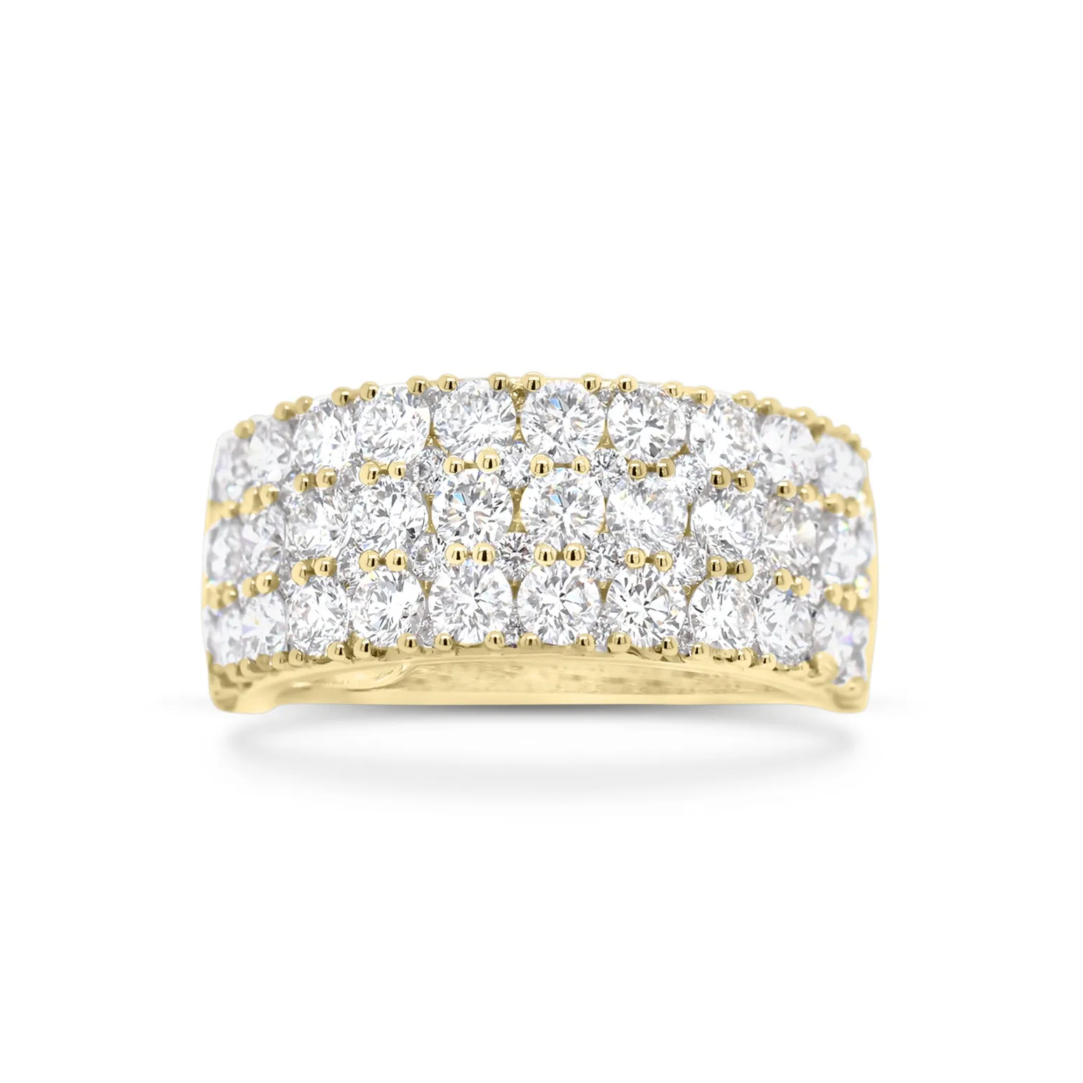 Diamond Triple Row Half-Way Wedding Band