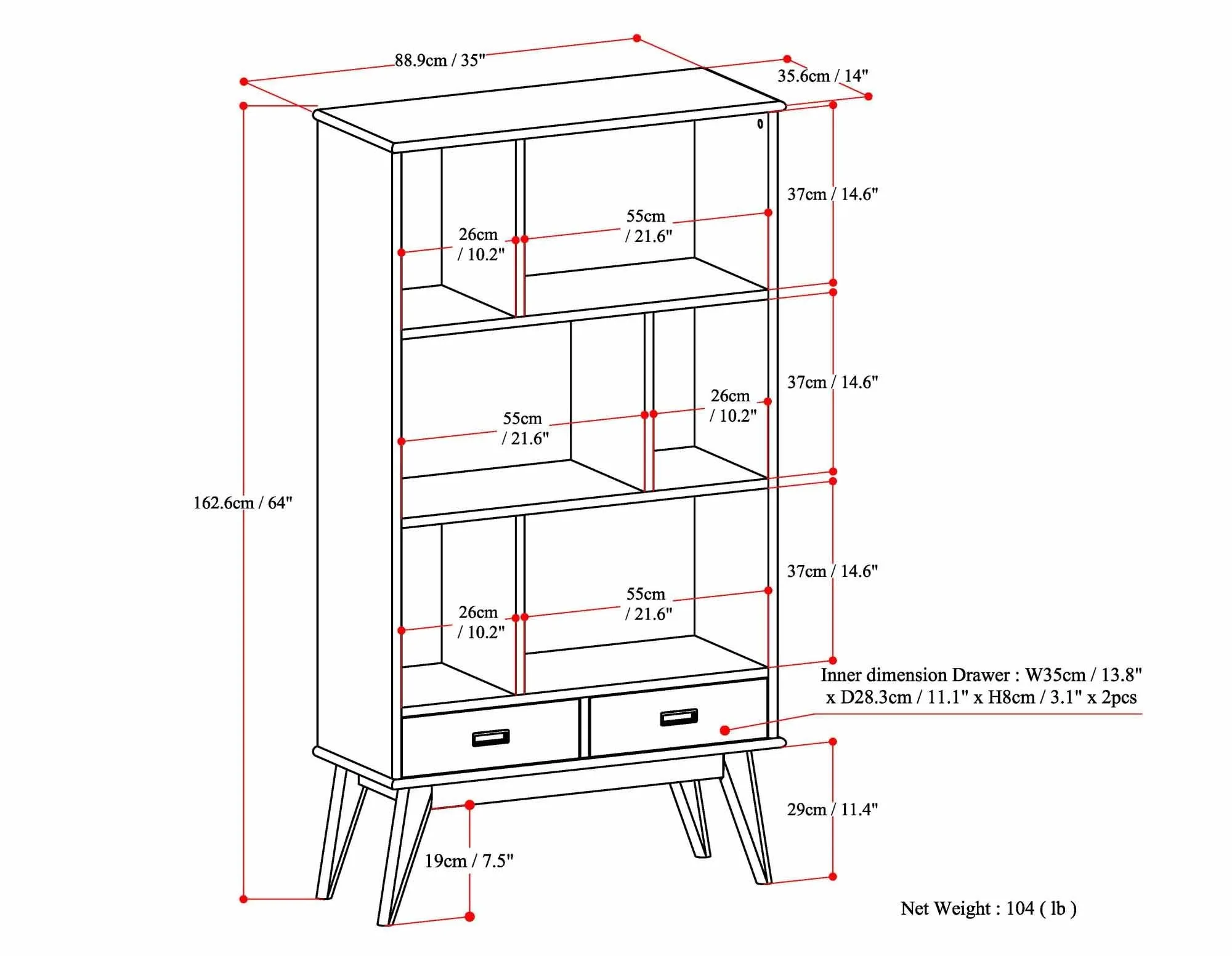 Draper Wide Bookcase