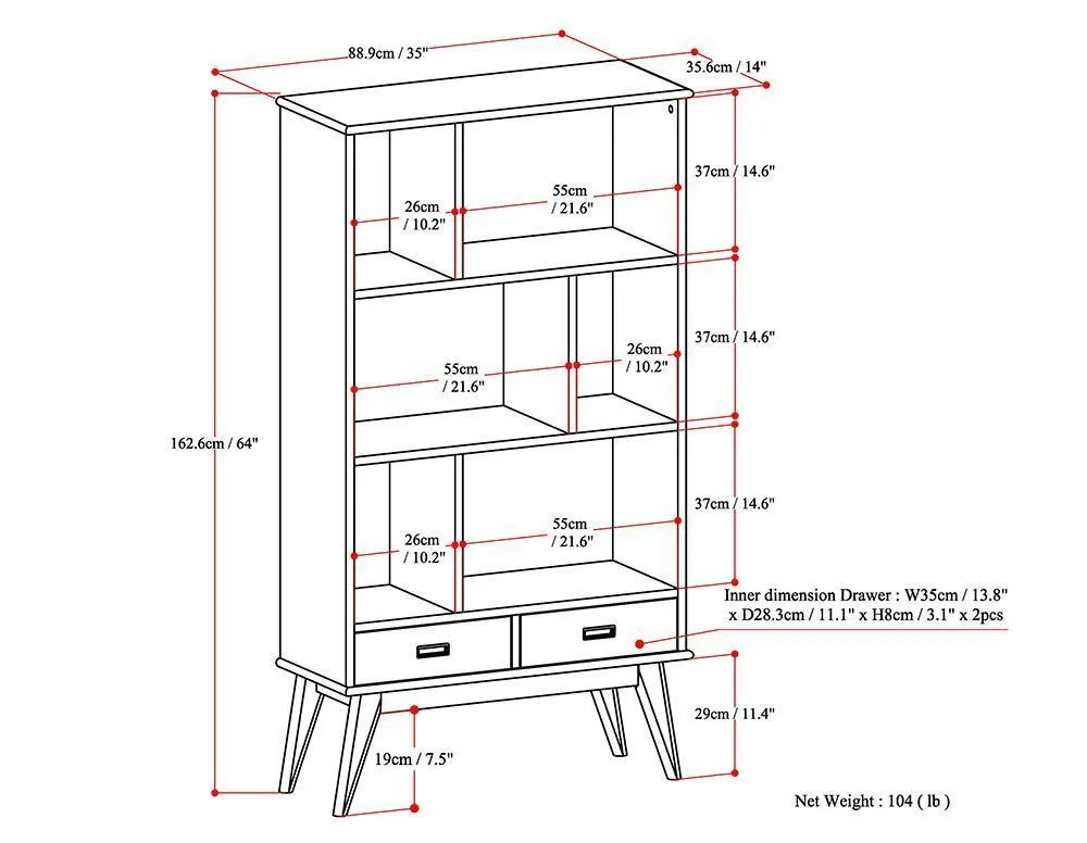 Draper Wide Bookcase