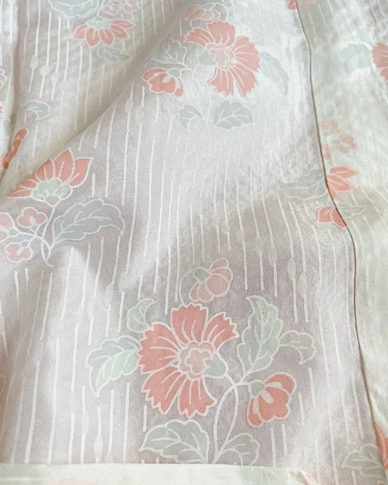 Fun Wavy Camellia Shibori Haori Kimono Michiyuki Wrap Jacket