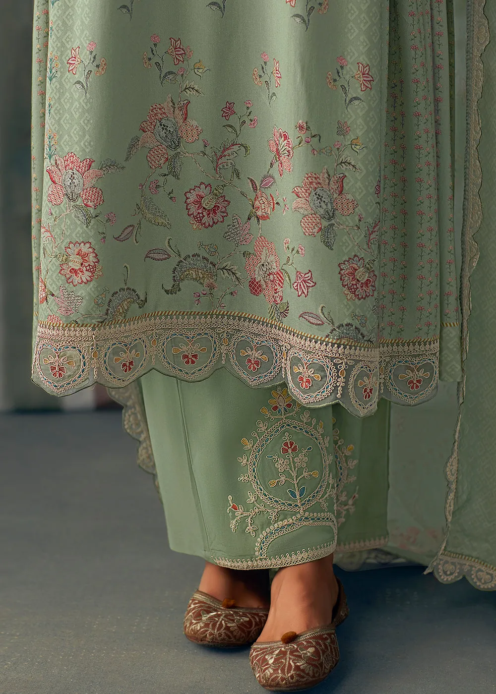 Green Pure Maslin Cotton Digital Printed Salwar Suit