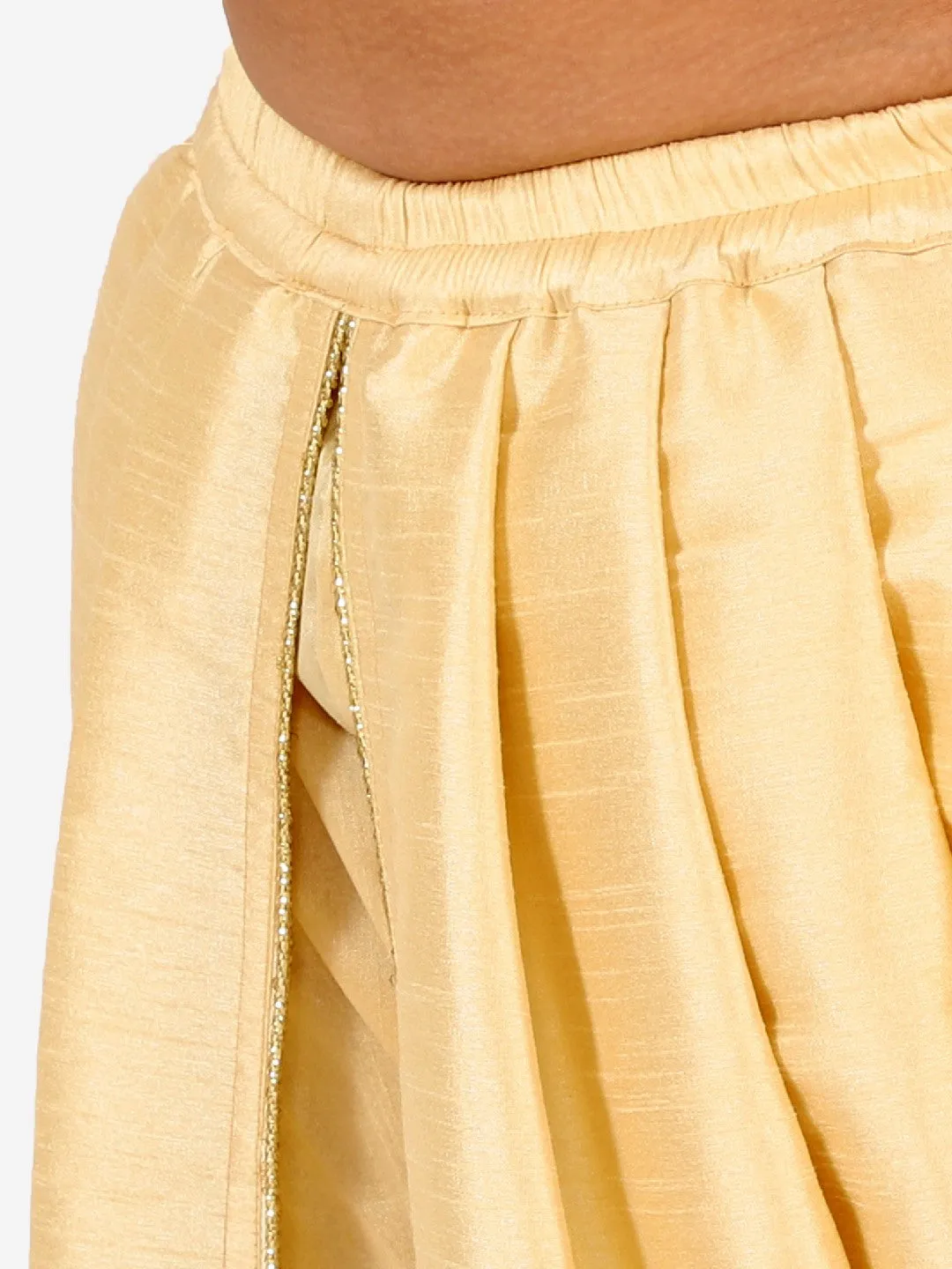Jashvi Boys' Gold Silk Blend Solid Dhoti Pant