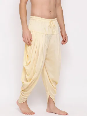 Jashvi Men's Cream Solid Dhoti Pant