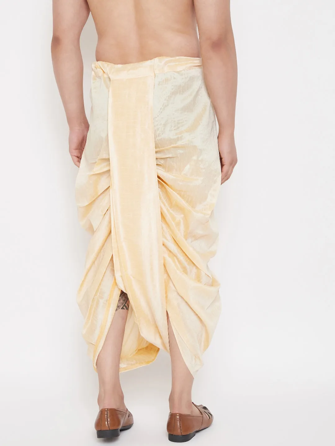 Jashvi Men's Gold Embroidred Dhoti