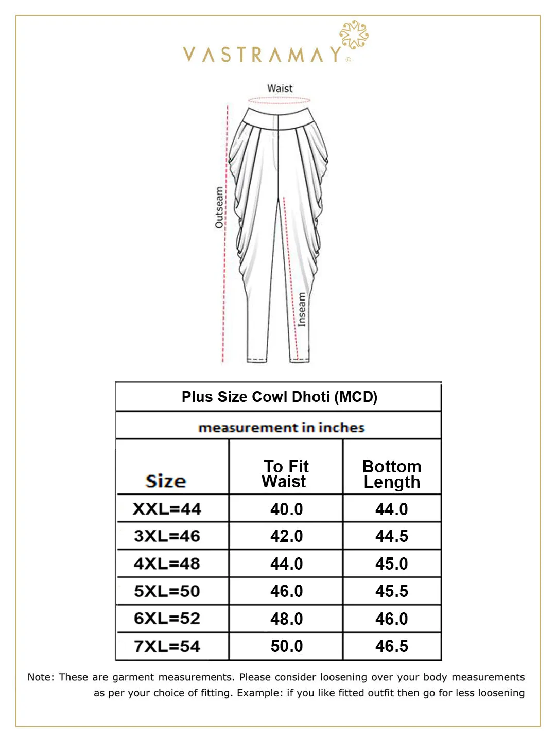 Jashvi Men's PLUS  Size Gold Solid Cowl Dhoti Pants
