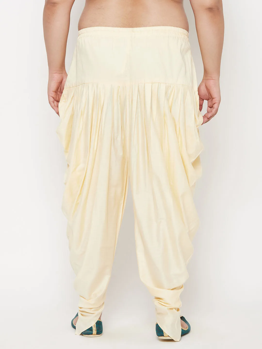 Jashvi Men's PLUS  Size Gold Solid Cowl Dhoti Pants