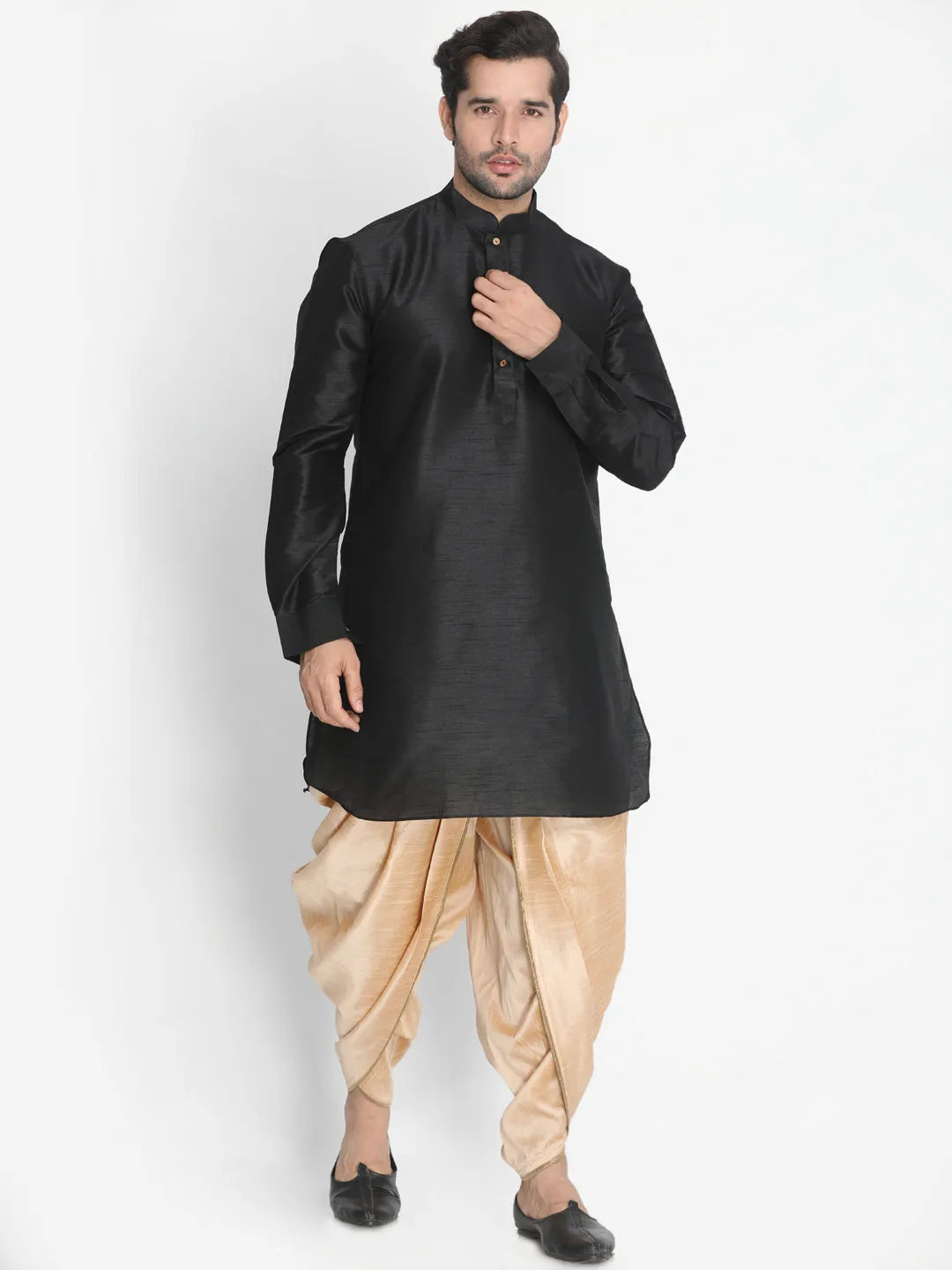 Jashvi Men's Rose Gold Silk Blend Dhoti Pant