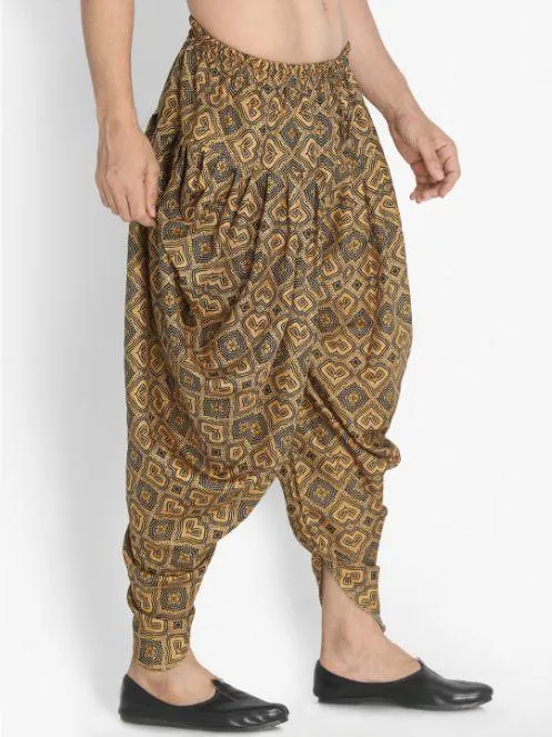 Jashvi Men's Yellow Silk Blend Dhoti