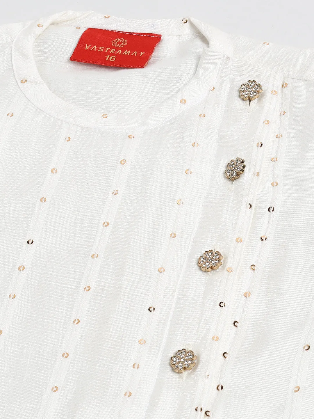 Jashvi SISHU Boy's White Embellished Angrakha Kurta Dhoti Set