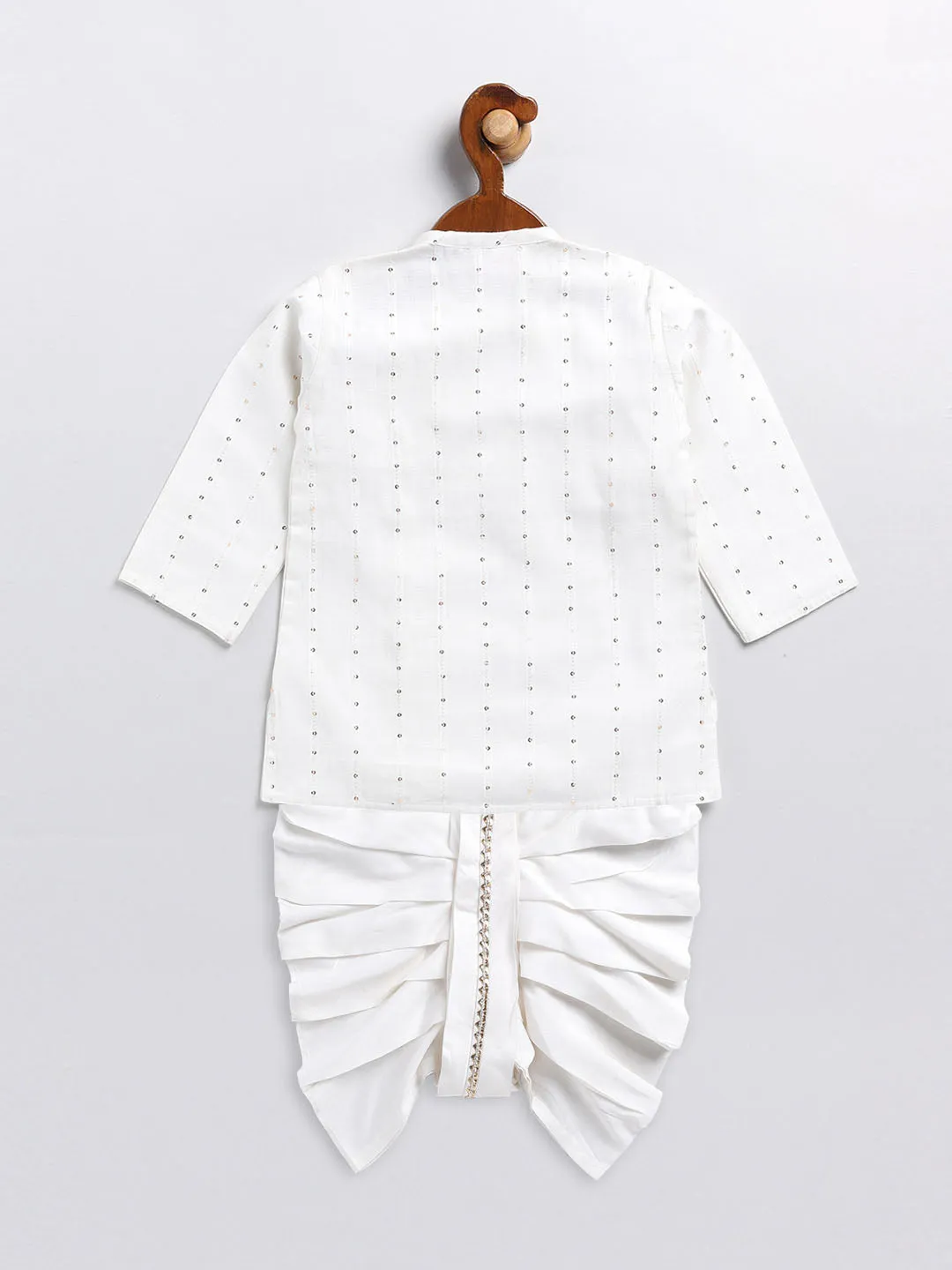 Jashvi SISHU Boy's White Embellished Angrakha Kurta Dhoti Set