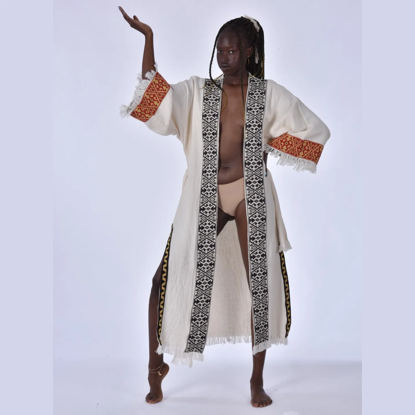 Kaftan Kimono With Kilim Fabric Borders