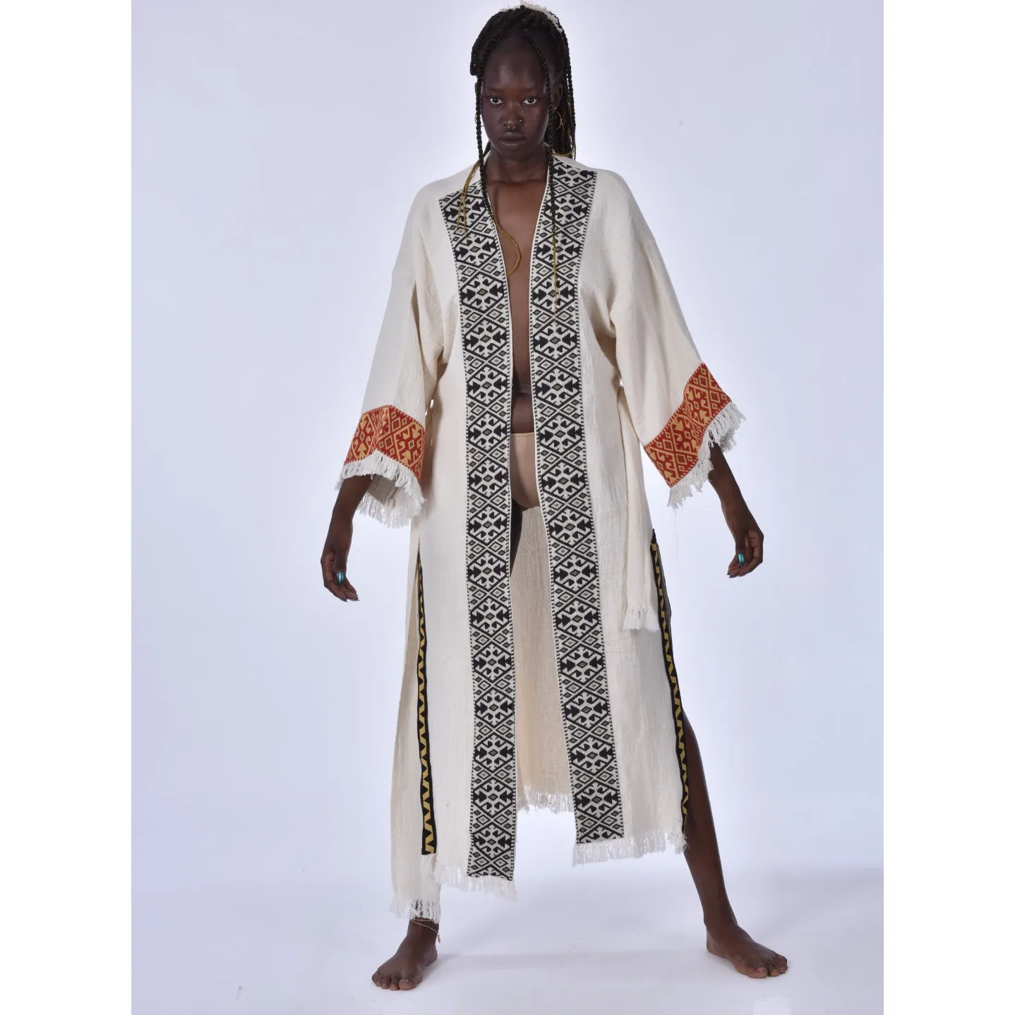 Kaftan Kimono With Kilim Fabric Borders