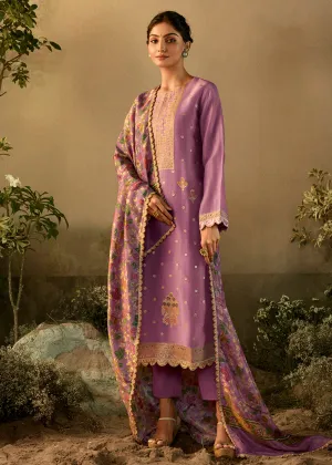 Lilac Pure Zari Banarasi Tissue Festive Wear Salwar Suit