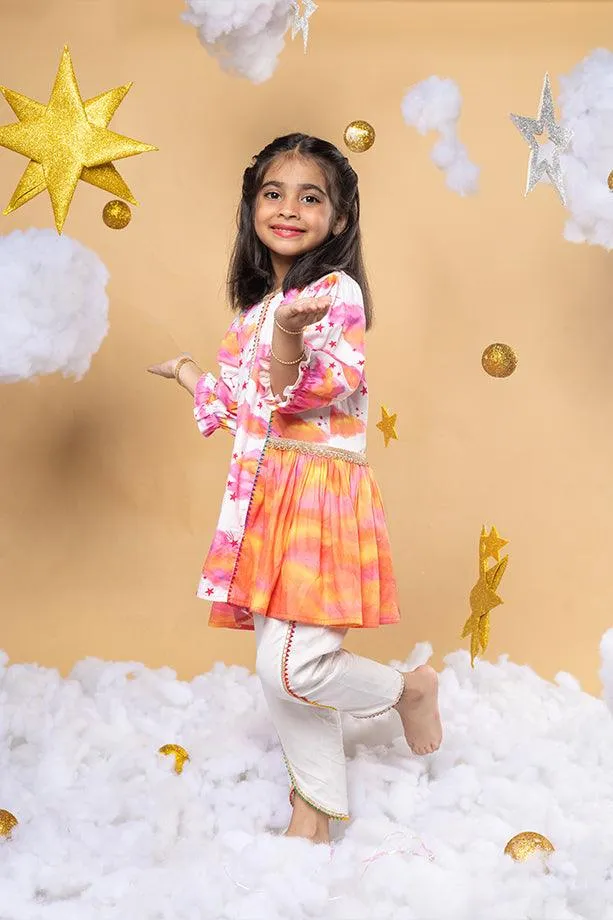 Live In Sunshine Off-White Kurta and Dhoti Pants Set for Girls